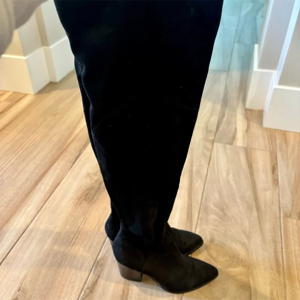 Marc Fisher LTD Women's Over-The-Knee Boots Black Pointed Toe Block Heel